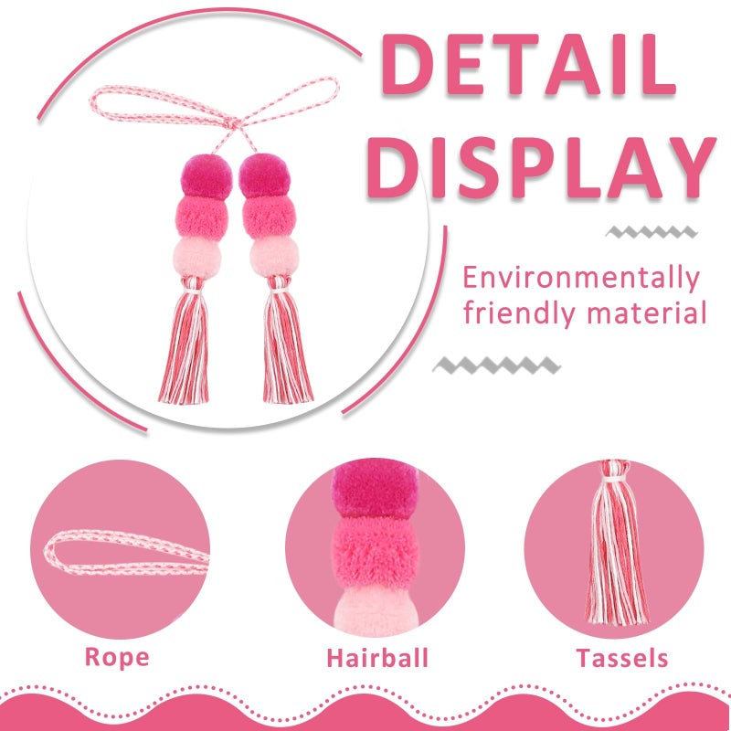 QTKJ Colorful Bohemian Pompom Tassel Keychain Handbags Straw Bag Charms Ornaments Key Ring Pompom Pendantï¼ˆPink 1ï¼‰ - Image 3